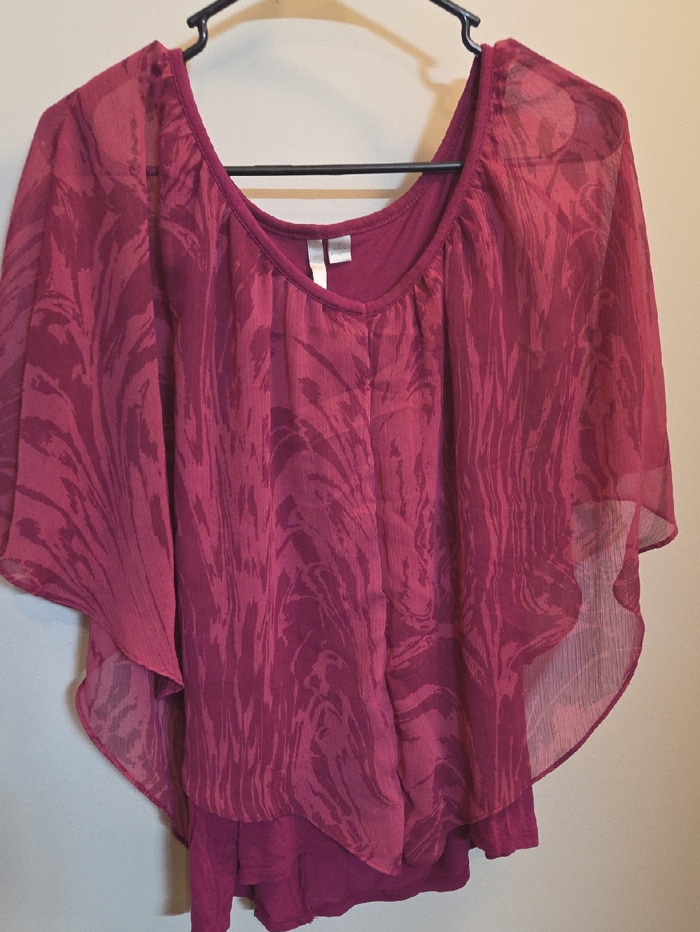 LC Lauren Conrad Magenta Sheer Layered Blouse (I79)